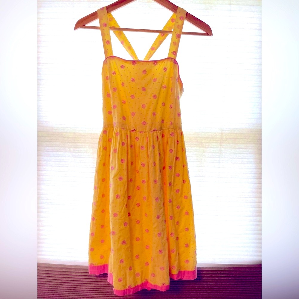 Lily Pulitzer Youth Size 14 Yellow and Pink embroidered dress